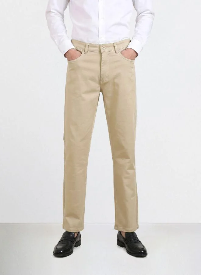 The Indian Garage Co Men Regular Fit Solid Scoop Pocket Mid-Rise Chinos